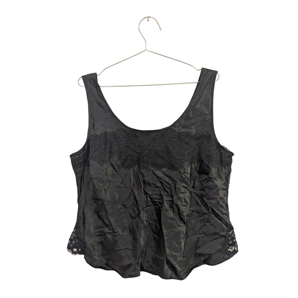 Vintage Jones New York 100% Silk Camisole Tank Top 90s Whimsigoth Lace Black 18W
